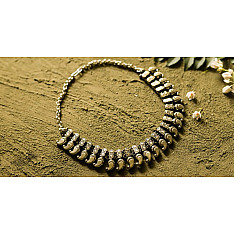 धरा ✽ Antique Finish White Metal ✽ Necklace { 41 }